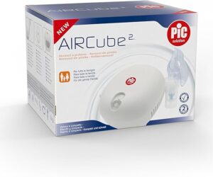 Pic Solution AirCube2 Aerosol a Pistone Silezioso, per Trattamento di Aerosol Terapia, Completo di Accessori